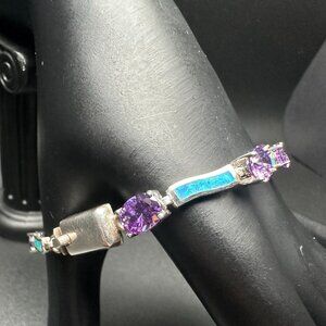 Twilight Cascade Bracelet .925 Sterling Silver | Amethyst and Blue Topaz
